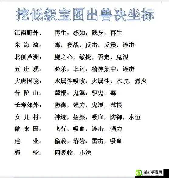 梦幻西游手游，高级宝图获取方式与挖掘地点攻略全面详解